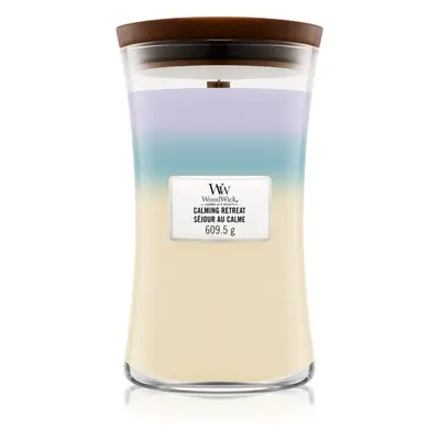 Woodwick Trilogy Calming Retreat vonná svíčka s dřevěným knotem 609.5 g