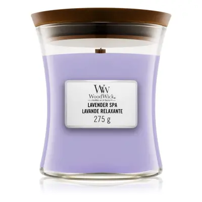 Woodwick Lavender Spa vonná svíčka s dřevěným knotem 275 g