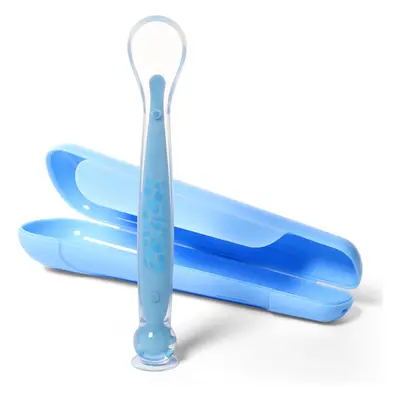 BabyOno Be Active Suction Baby Spoon lžička + obal Blue 6 m+ 1 ks