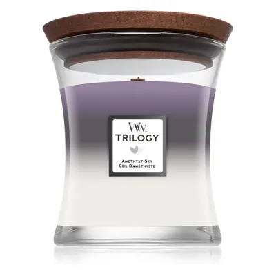 Woodwick Trilogy Amethyst Sky vonná svíčka s dřevěným knotem 275 g