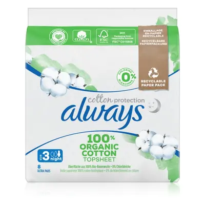 Always Cotton Protection Night vložky bez parfemace 8 ks