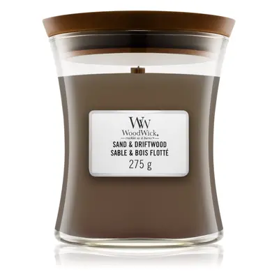 Woodwick Sand & Driftwood vonná svíčka s dřevěným knotem 275 g