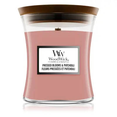 Woodwick Pressed Blooms & Patchouli vonná svíčka s dřevěným knotem 275 g