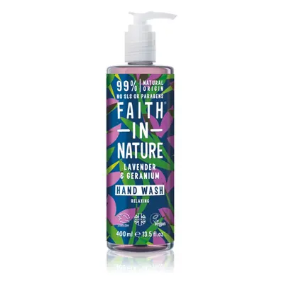 Faith In Nature Lavender & Geranium přírodní tekuté mýdlo na ruce s vůní levandule 400 ml