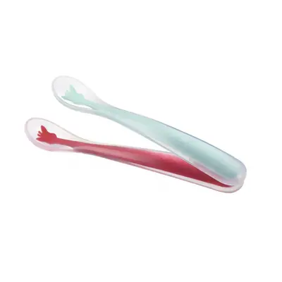 Sophie La Girafe Vulli Silicone Spoons lžička pro děti Red/ Blue 4m+ 2 ks