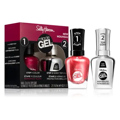 Sally Hansen Miracle Gel™ sada lak na nehty a top coat odstín 940 Bordeaux-Glow