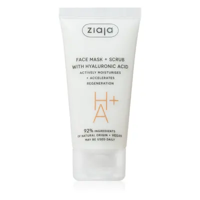 Ziaja Face Mask + Scrub with Hyaluronic Acid peelingová maska 55 ml