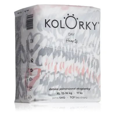 Kolorky Day Hearts jednorázové EKO pleny velikost XL 12-16 Kg 17 ks