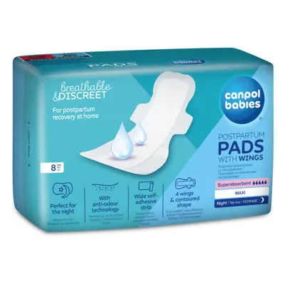 Canpol babies Postpartum Pads With Wings porodnické vložky na noc 8 ks