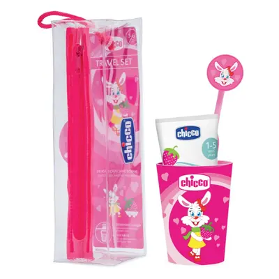 Chicco Travel Set sada zubní péče Pink 3 y+ 1 ks