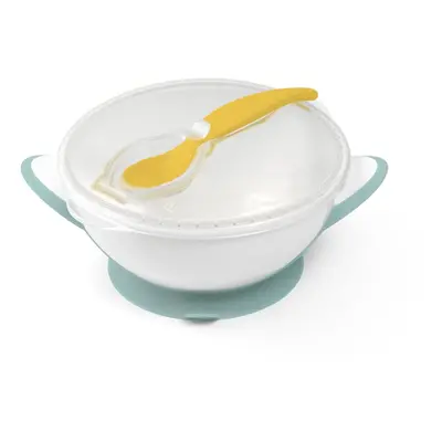 BabyOno Be Active Suction Bowl with Spoon jídelní sada pro děti Green/Yellow 6 m+ 2 ks