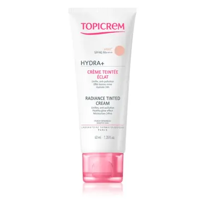 Topicrem UH FACE HYDRA+ Radiance Tinted Cream tónující hydratační krém SPF 40 odstín Light 40 ml