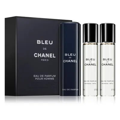 Chanel Bleu de Chanel travel parfémovaná voda (1x plnitelná + 2x náplň) pro muže 3 x 20 ml