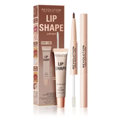 Makeup Revolution Lip Shape Kit sada na rty odstín Brown Nude 1 ks