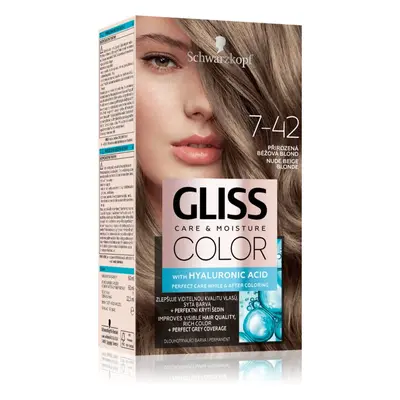 Schwarzkopf Gliss Color permanentní barva na vlasy odstín 7-42 Přirozená béžová blond 1 ks