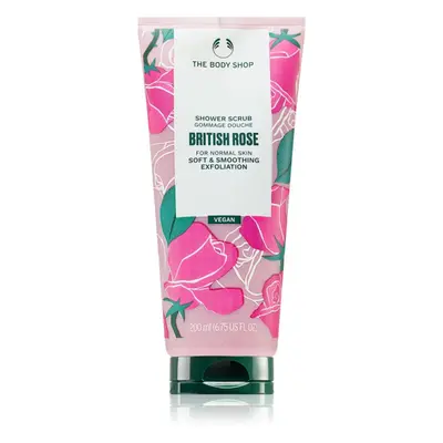 The Body Shop British Rose Shower Scrub jemný tělový peeling s vůní růží 200 ml