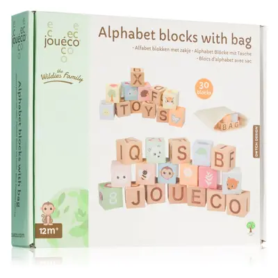 Jouéco The Wildies Family Alphabet Blocks with Bag kostky ze dřeva 12 m+ 30 ks