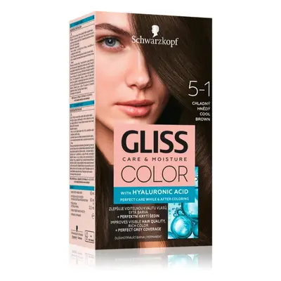 Schwarzkopf Gliss Color permanentní barva na vlasy odstín 5-1 Chladný hnědý 1 ks