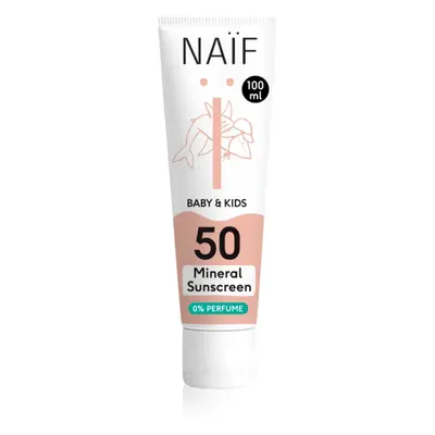 Naif Baby & Kids Mineral Sunscreen SPF 50 0 % Perfume ochranný krém na opalování pro miminka a d