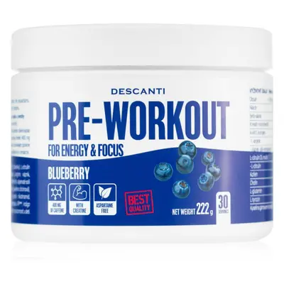 Descanti Pre Workout podpora sportovního výkonu příchuť Blueberry 222 g