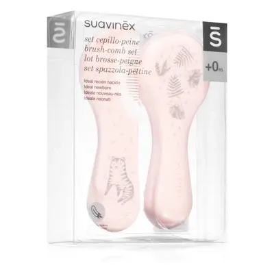 Suavinex Tigers Brush-comb Set sada pro děti od narození Pink 2 ks