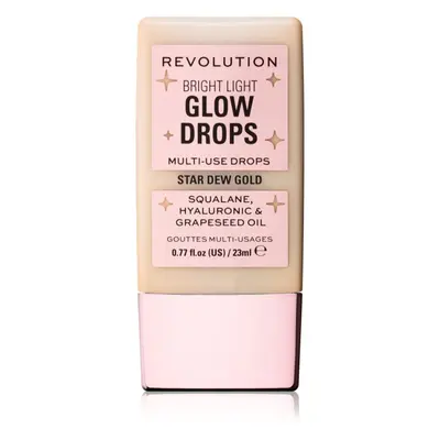 Makeup Revolution Bright Light Glow Drops tekutý rozjasňovač odstín Golden Star Dew 23 ml