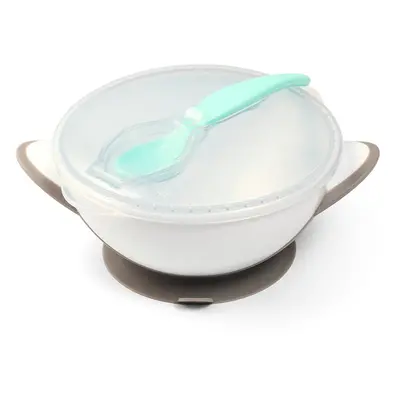 BabyOno Be Active Suction Bowl with Spoon jídelní sada pro děti Grey 6 m+ 2 ks