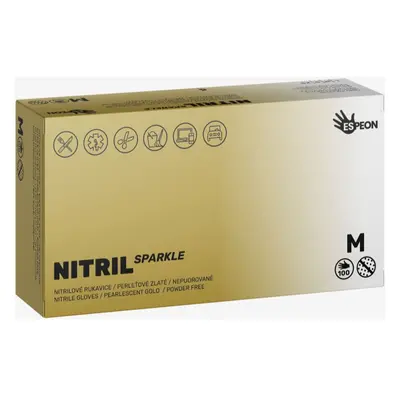 Espeon Nitril Sparkle Pearlescent Gold nitrilové nepudrované rukavice velikost M 2x50 ks