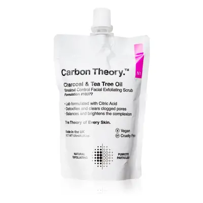 Carbon Theory Charcoal & Tea Tree Oil čisticí pleťový peeling pro problematickou pleť, akné 125 