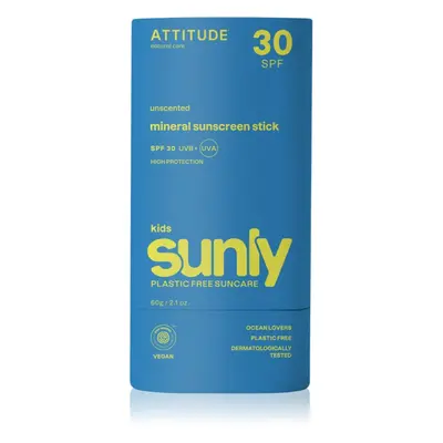 Attitude Sunly Kids Sunscreen Stick minerální krém na opalování v tyčince pro děti SPF 30 60 g