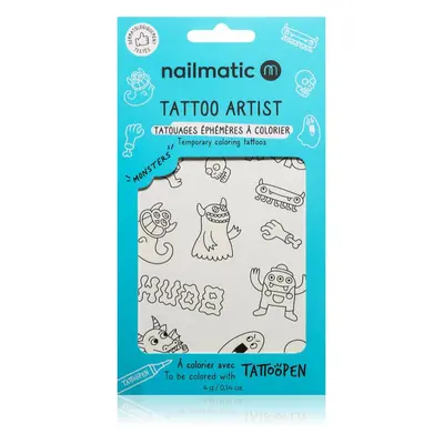 Nailmatic Tattoo Artist Temporary Coloring Tattoos tetování pro děti 3 y+ Monsters 9x16,3 cm