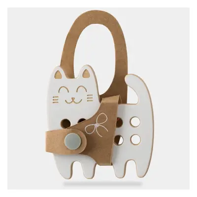 Milin Small Wooden Lacing Toy Cat aktivity hračka 9 cm x 8,5 cm x 0,7 cm 1 ks