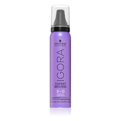 Schwarzkopf Professional IGORA Expert Mousse barvicí pěna na vlasy odstín 3-0 Dark Brown Natural