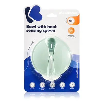 Kikkaboo Suction Bowl & Heat Sensing Spoon jídelní set 4 m+ Mint 3 ks