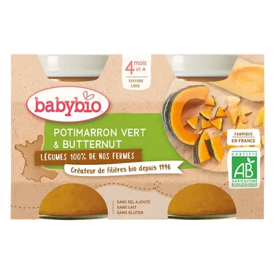 Babybio BIO zelená a máslová dýně dětský příkrm 2x130 g