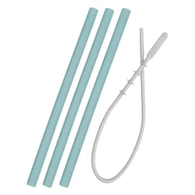 Minikoioi Flexi Straw with Cleaning Brush silikonové brčko s kartáčkem Aqua Green 3 ks