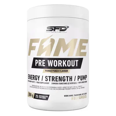 SFD Nutrition Fame Pre Workout podpora sportovního výkonu příchuť Mango Punch 300 g