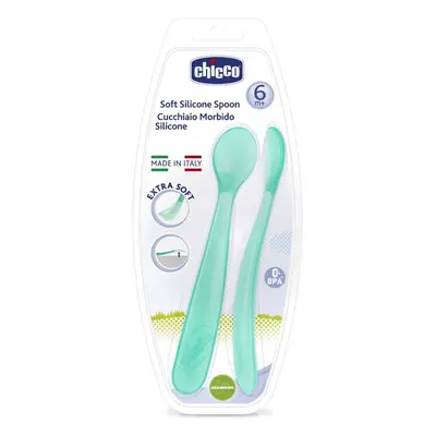 Chicco Soft Silicone lžička 6m+ Blue 2 ks