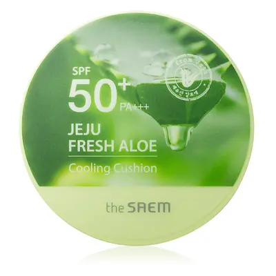 The Saem Jeju Fresh Aloe Cooling Cushion dlouhotrvající make-up v houbičce SPF 50+ se zklidňujíc