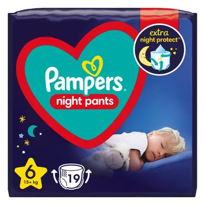 Pampers Night Pants Size 6 jednorázové plenkové kalhotky na noc 15+ kg 19 ks