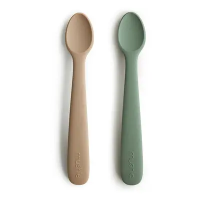 Mushie Silicone Feeding Spoons lžička Dried Thyme/Natural 2 ks