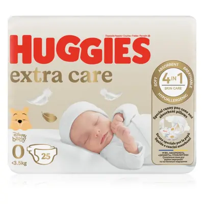 Huggies Extra Care Size 0 jednorázové pleny <4 kg 25 ks