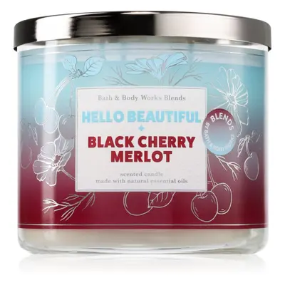 Bath & Body Works Hello Beautiful + Black Cherry Merlot vonná svíčka 411 g