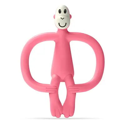 Matchstick Monkey Monkey Teether kousátko s kartáčkem 2 v 1 Pink 1 ks