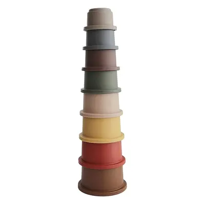 Mushie Stacking Cups Toy hračka 3 v 1 Retro 8 ks