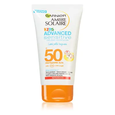 Garnier Ambre Solaire Sensitive Advanced ochranné opalovací mléko pro děti SPF 50 150 ml