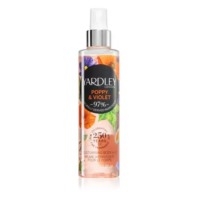 Yardley Poppy & Violet hydratační tělový sprej pro ženy 200 ml