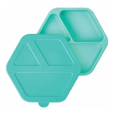 Tiny Twinkle Silicone Plate dělený talíř s víkem Mint 1 ks