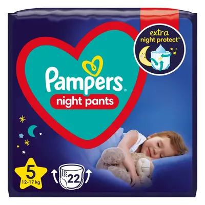 Pampers Night Pants Size 5 jednorázové plenkové kalhotky na noc 12-17 kg 22 ks