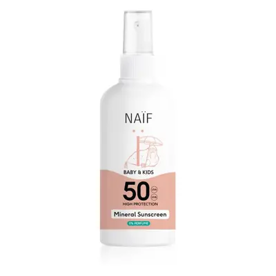 Naif Baby & Kids Mineral Sunscreen SPF 50 0 % Perfume ochranný sprej na opalování 100 ml